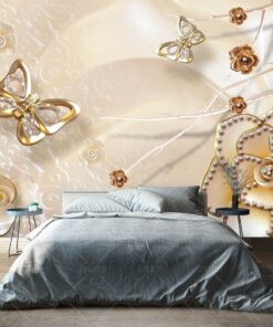 Alternative view of Butterflies and Flowers Custom Photomural wallpaper design - DCWM0454925