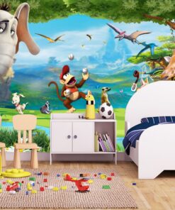 Elaphant, Monkey, Giraffe Custom Kiddies Photomural wallpaper design - DCWM0462103