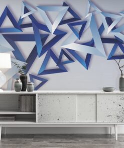 Alternative view of Blue Triangular Random Patterned Custom Photomural wallpaper design - DCWM0478564