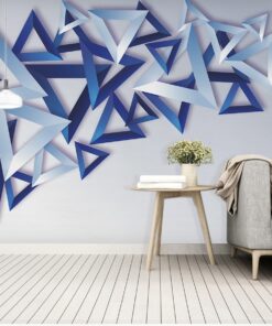 Blue Triangular Random Patterned Custom Photomural wallpaper design - DCWM0478564