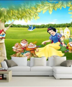 Alternative view of Cinderella and Seven dwarfs picnic 3D / 5D / 8D wall murals / custom wallpaper - DCWM2006125