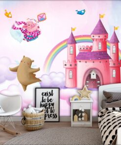 Pink Kiddies Castle 3D / 5D / 8D wall murals / custom wallpaper - DCWM20061320