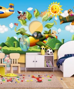 Kiddies Aeroplane 3D / 5D / 8D wall murals / custom wallpaper - DCWM20061321