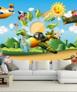 Alternative view of Kiddies Aeroplane 3D / 5D / 8D wall murals / custom wallpaper - DCWM20061321