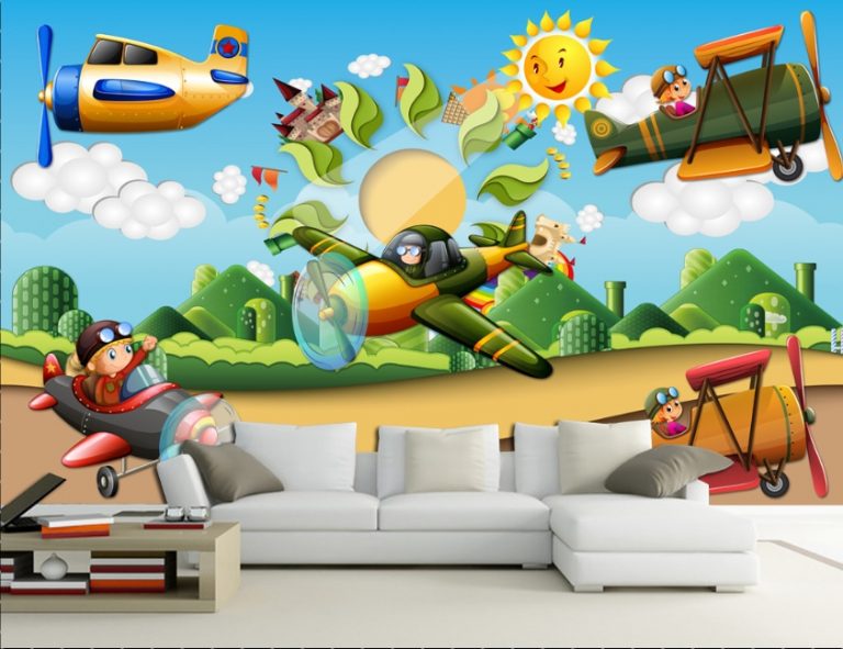 Kiddies Aeroplane 3D / 5D / 8D wall murals / custom wallpaper ...