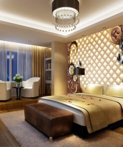 Gold Flowers on Brown Leather effect background 3D / 5D / 8D wall murals / custom wallpaper - DCWM20061323