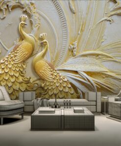 Alternative view of Embossed effect Peacock 3D / 5D / 8D wall murals / custom wallpaper - DCWM20061324