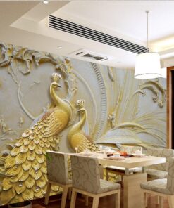 Embossed effect Peacock 3D / 5D / 8D wall murals / custom wallpaper - DCWM20061324