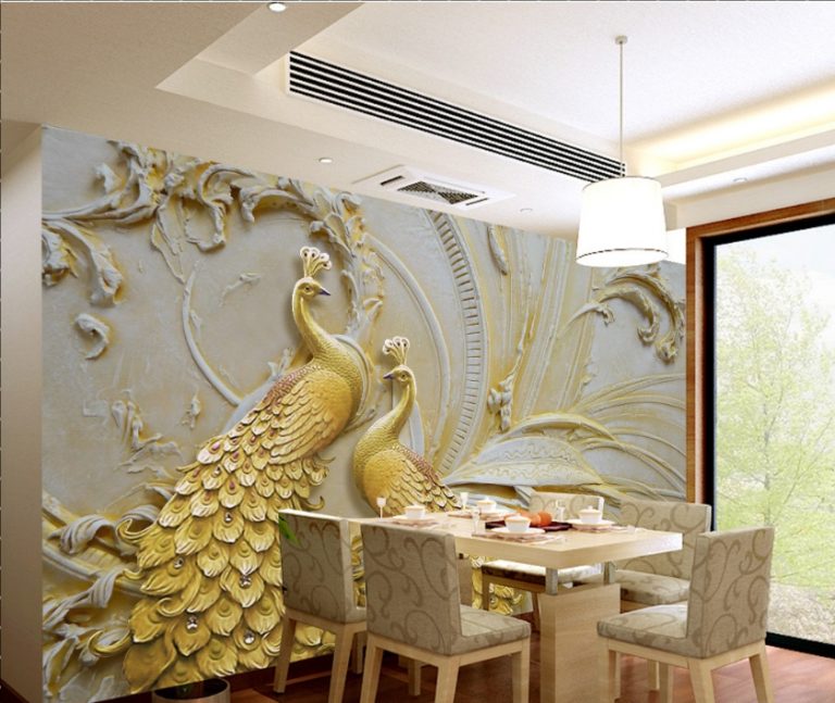 Embossed effect Peacock 3D / 5D / 8D wall murals / custom wallpaper - DCWM20061324 - Decor City