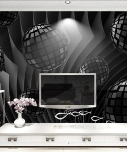 Alternative view of Black Disco Balls 3D / 5D / 8D wall murals / custom wallpaper - DCWM2006133