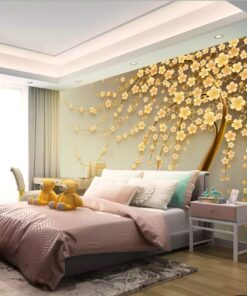 Golden Flowery Tree 3D / 5D / 8D wall murals / custom wallpaper - DCWM20061331
