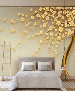 Alternative view of Golden Flowery Tree 3D / 5D / 8D wall murals / custom wallpaper - DCWM20061331