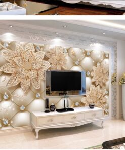 Alternative view of Light brown flowers and Diamonds 3D / 5D / 8D wall murals / custom wallpaper - DCWM20061334