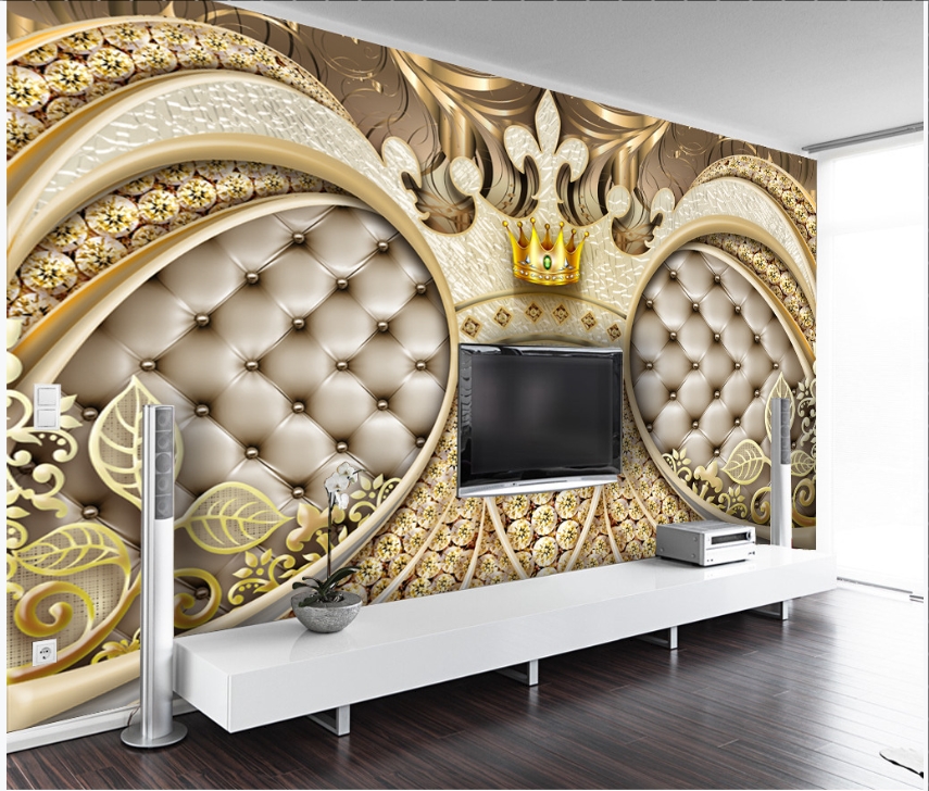 Kings crown themed and Diamonds 3D / 5D / 8D wall murals / custom wallpaper  - DCWM20061341 - Decor City
