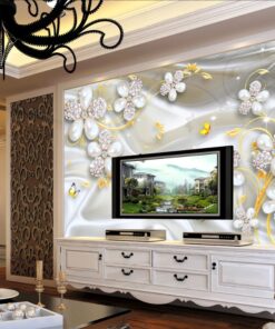 Alternative view of White pearls and diamonds 3D / 5D / 8D wall murals / custom wallpaper - DCWM20061343