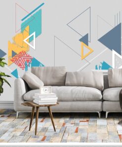 Multiple coloured geometric triangle patterns 3D / 5D / 8D wall murals / custom wallpaper - DCWM20061345