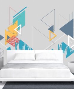 Alternative view of Multiple coloured geometric triangle patterns 3D / 5D / 8D wall murals / custom wallpaper - DCWM20061345