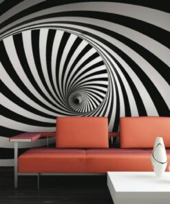 Black and white Spirals 3D / 5D / 8D wall murals / custom wallpaper - DCWM20061355