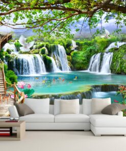 Waterfall in the woods 3D / 5D / 8D wall murals / custom wallpaper - DCWM20061360