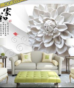 White embossed flower 3D / 5D / 8D wall murals / custom wallpaper design - DCWM20061361
