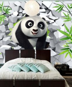 Panda in a brick wall 3D / 5D / 8D wall murals / custom wallpaper design - DCWM20061365
