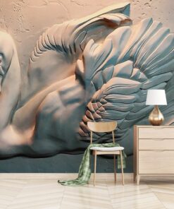 Embossed swan on a wall 3D / 5D / 8D wall murals / custom wallpaper design - DCWM20061366