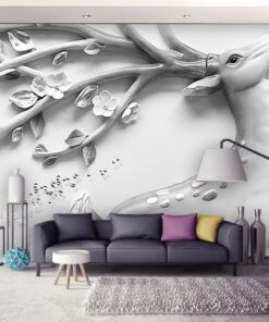 Reindeer with tree horn 3D / 5D / 8D wall murals / custom wallpaper design - DCWM20061378