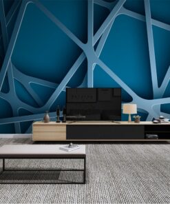 Turquoise lines and curves 3D / 5D / 8D wall murals / custom wallpaper design - DCWM20061379