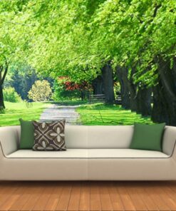 Green grass on  Trees path 3D / 5D / 8D wall murals / custom wallpaper - DCWM2006138