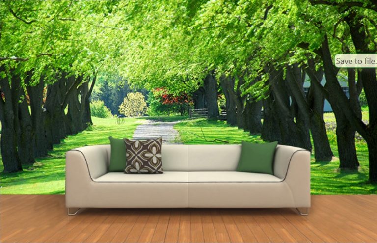 Green grass on Trees path 3D / 5D / 8D wall murals / custom wallpaper ...