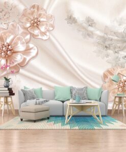 Flowers and silk background 3D / 5D / 8D wall murals / custom wallpaper design - DCWM20061380