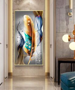 Abstract creative light luxury feather decorative canvas  photo print wall frames - DCCF2020460650