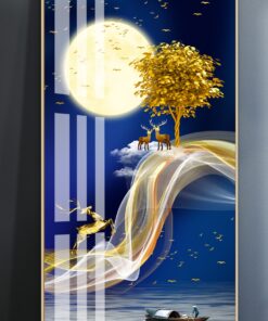 Alternative view of Golden landscape lines wealth tree decorative canvas print wall frames - DCCF2010521833