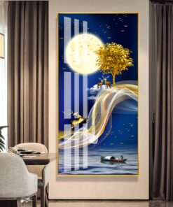 Golden landscape lines wealth tree decorative canvas print wall frames - DCCF2010521833