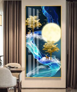 Golden landscape lines wealth tree decorative canvas print wall frames - DCCF2010522083