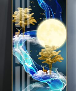 Alternative view of Golden landscape lines wealth tree decorative canvas print wall frames - DCCF2010522083