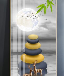 Alternative view of Green Tree on grey pebble stone decorative canvas print wall frames - DCCF2010530449