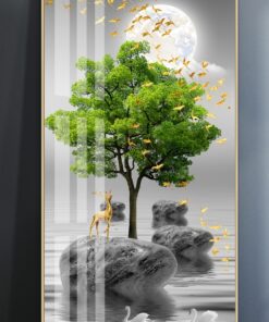 Alternative view of Green Tree on grey pebble stone decorative canvas print wall frames - DCCF2010558957