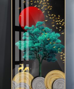 Alternative view of Green tree, Gold birds decorative canvas print wall frames - DCCF2010630364