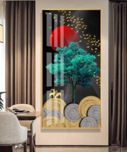 Green tree, Gold birds decorative canvas print wall frames - DCCF2010630364