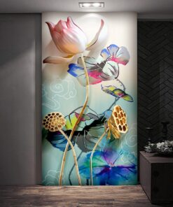 Lotus abstract three-dimensional decorative canvas print wall frames - DCCF2010009279