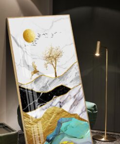 Alternative view of Luxury Abstract golden elk fortune tree decorative canvas print wall frames - DCCF2010642809