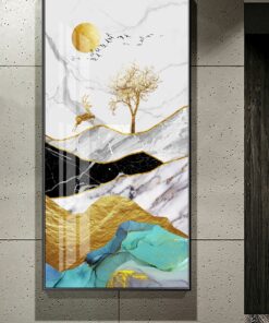 Luxury Abstract golden elk fortune tree decorative canvas print wall frames - DCCF2010642809