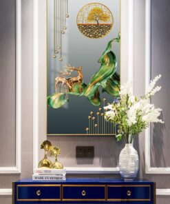 Luxury abstract rich tree elk ribbon decorative canvas print wall frames - DCCF2010644989