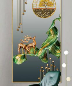 Alternative view of Luxury abstract rich tree elk ribbon decorative canvas print wall frames - DCCF2010644989