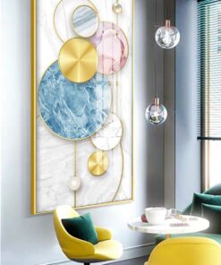 Luxury geometry watercolor marble gold crystal decorative canvas print wall frames - DCCF2010630644