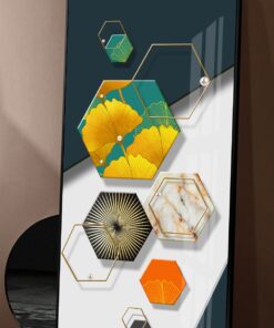 Alternative view of Solid geometry marble ginkgo leaf crystal decorative canvas print wall frames - DCCF2010625904