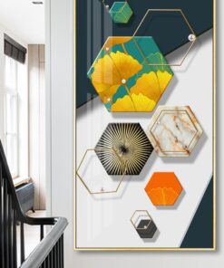 Solid geometry marble ginkgo leaf crystal decorative canvas print wall frames - DCCF2010625904